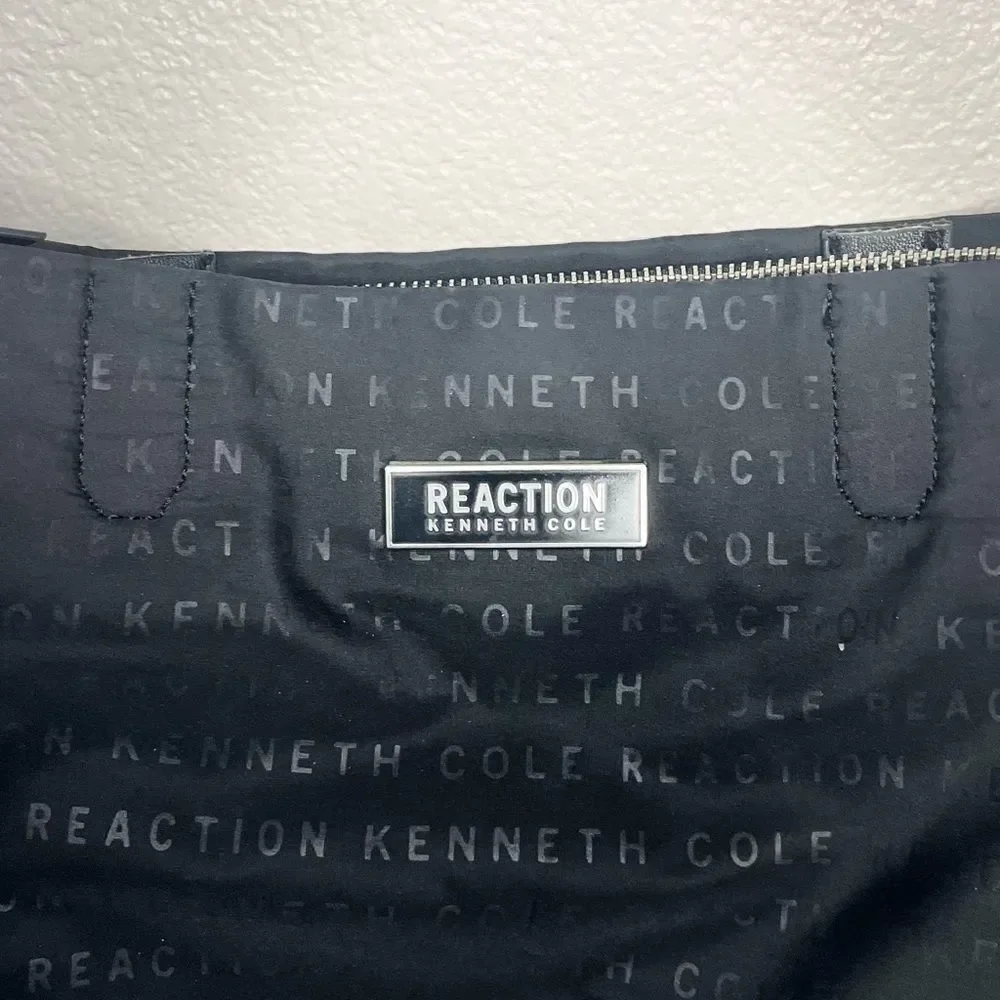Kenneth Cole Reaction Black Purse Printed Brand Large Bag Adjustable Silver EUC‍ - Picture 3 of 14